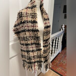 Calonaci s.r.l. Acrylic Wool & Mohair Blend Scarf Beige,Black, Red scarf 12”x64”